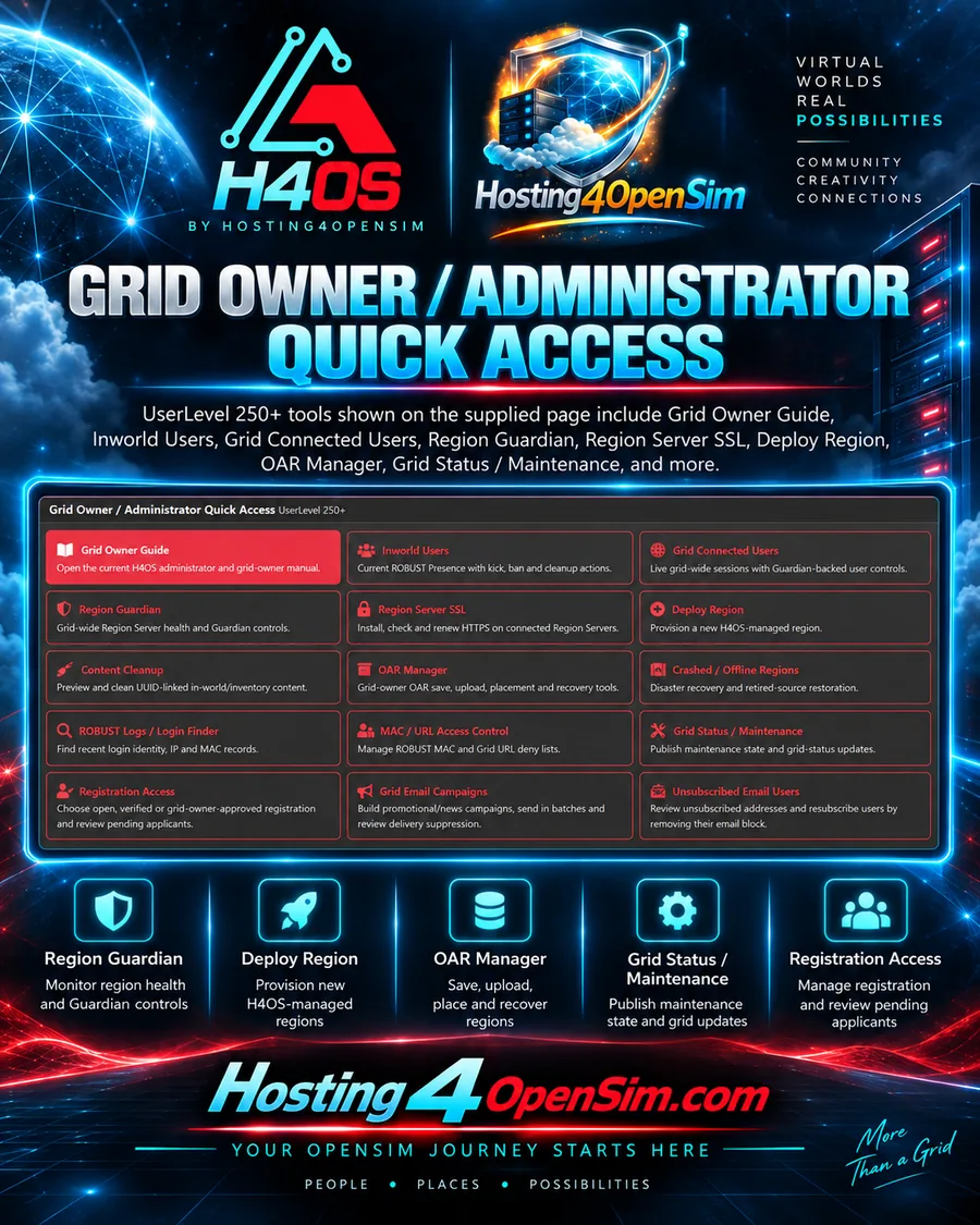 H4OS Grid Owner Administrator Quick Access promotional overview