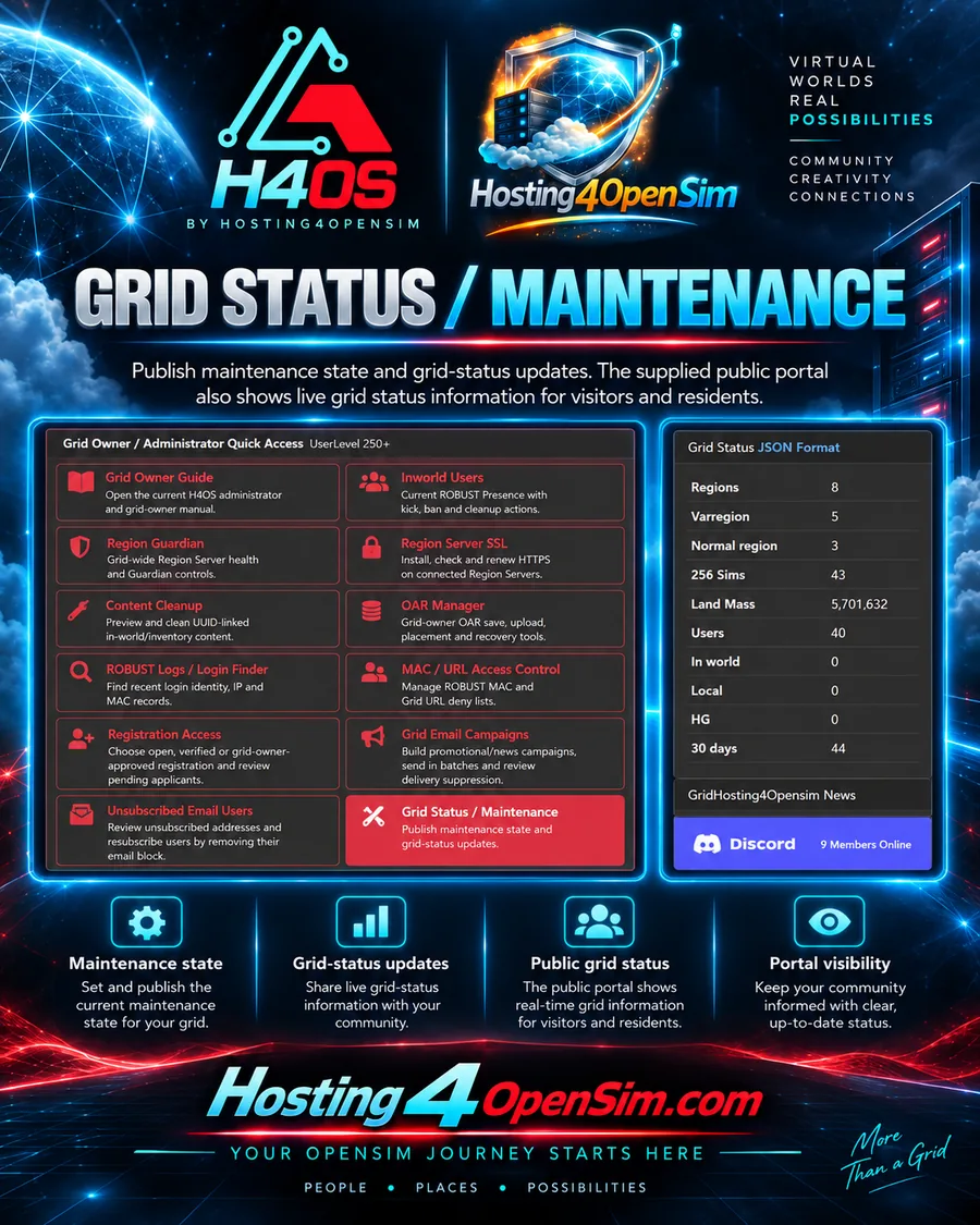 H4OS Grid Status and Maintenance promotional overview
